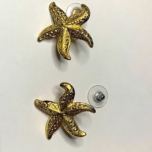 Starfish Gold Tone Stud Earrings